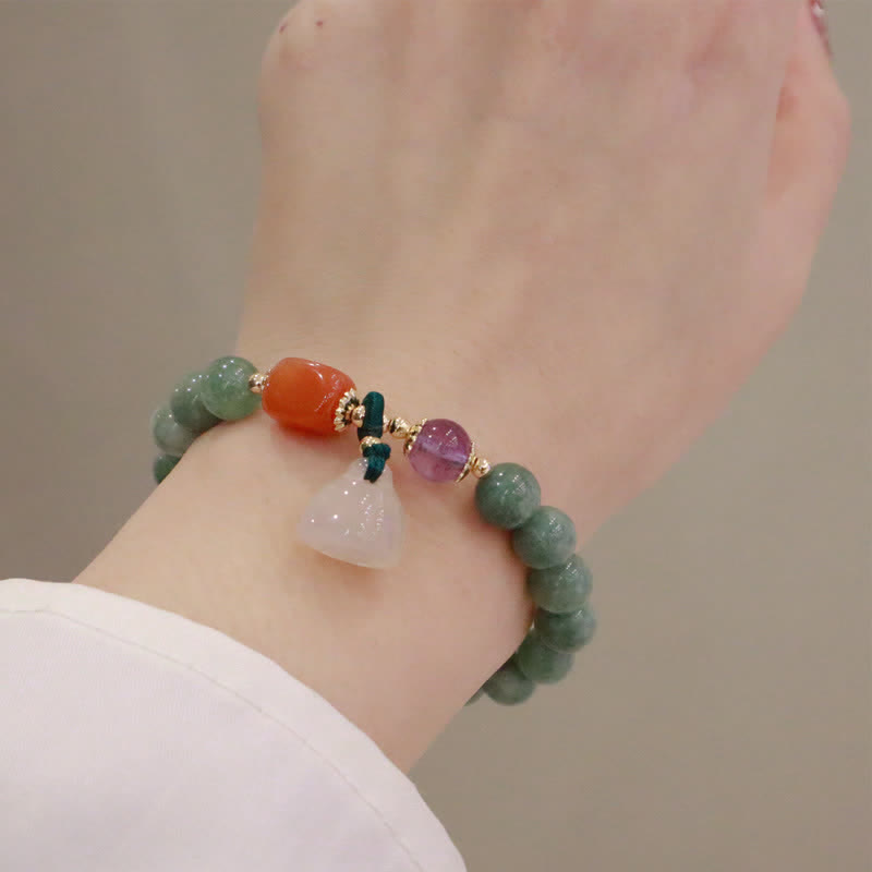 Healing Jade Bracelet with Cyan Jade & Amethyst for Harmony