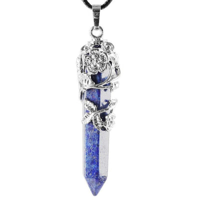 Healing Lapis Lazuli Silver Crystal Point Pendant