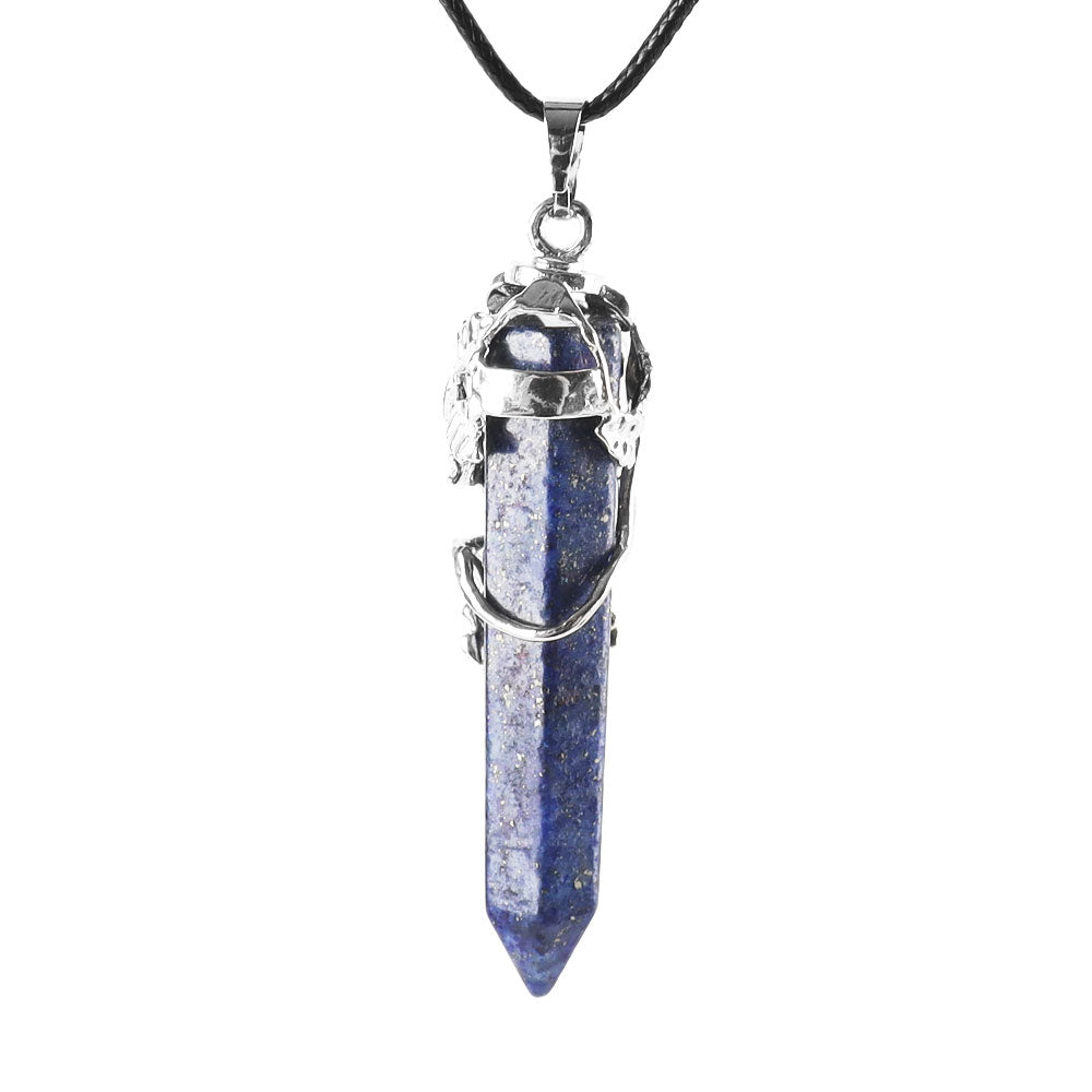 Healing Lapis Lazuli Silver Crystal Point Pendant