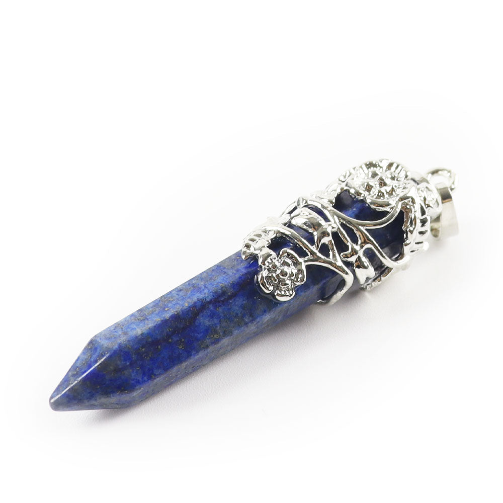 Healing Lapis Lazuli Silver Crystal Point Pendant