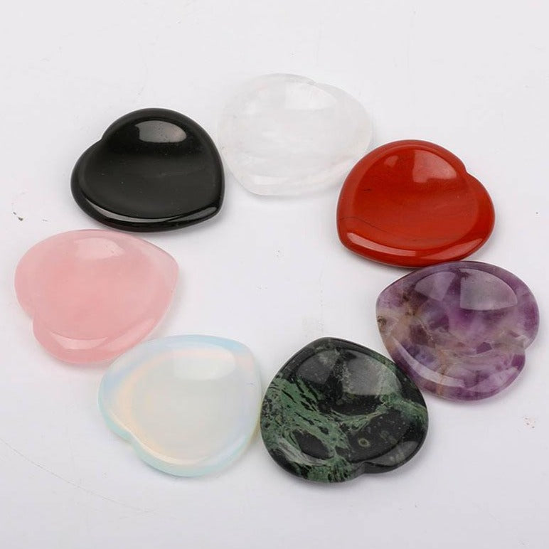 Heart Shape Crystal Worry Stones - 1.5 inch Healing Thumb Stone