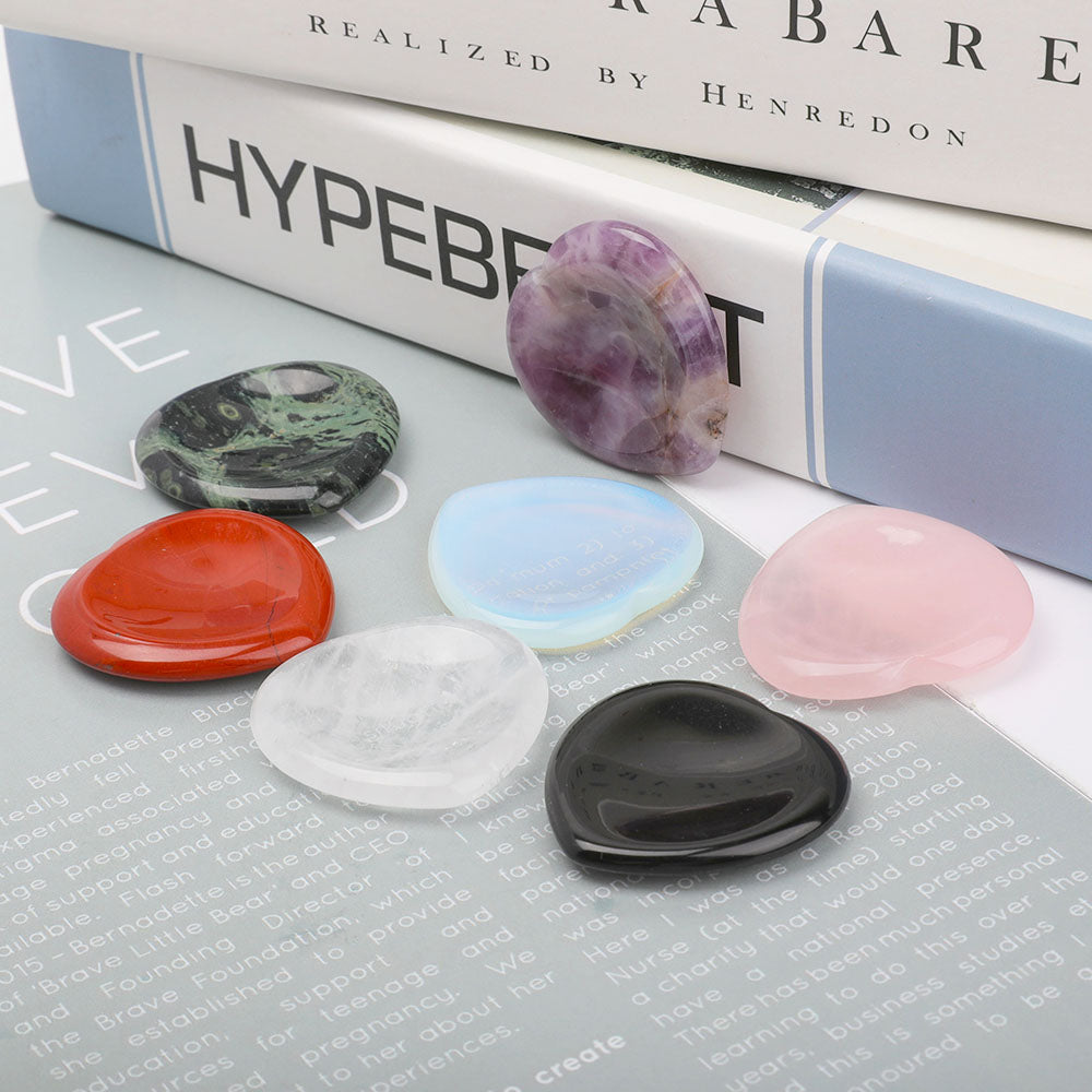 Heart Shape Crystal Worry Stones - 1.5 inch Healing Thumb Stone