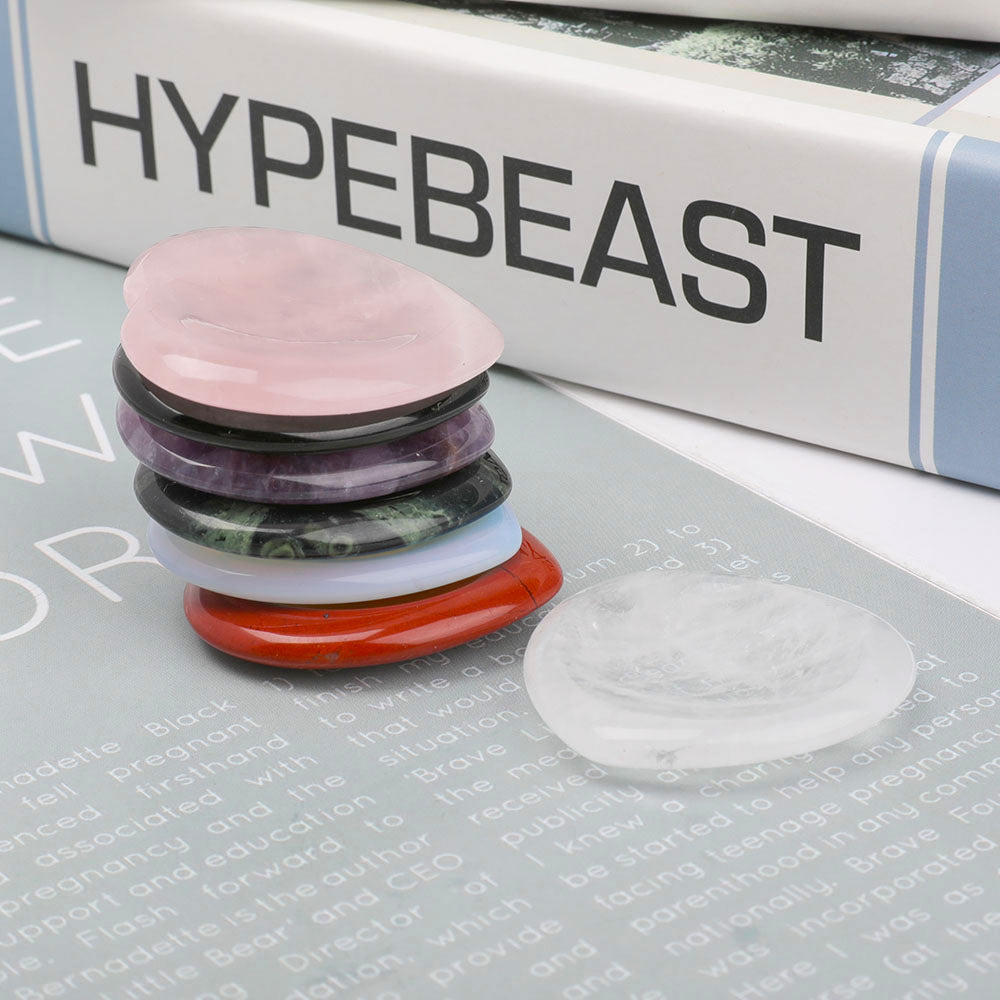 Heart Shape Crystal Worry Stones - 1.5 inch Healing Thumb Stone