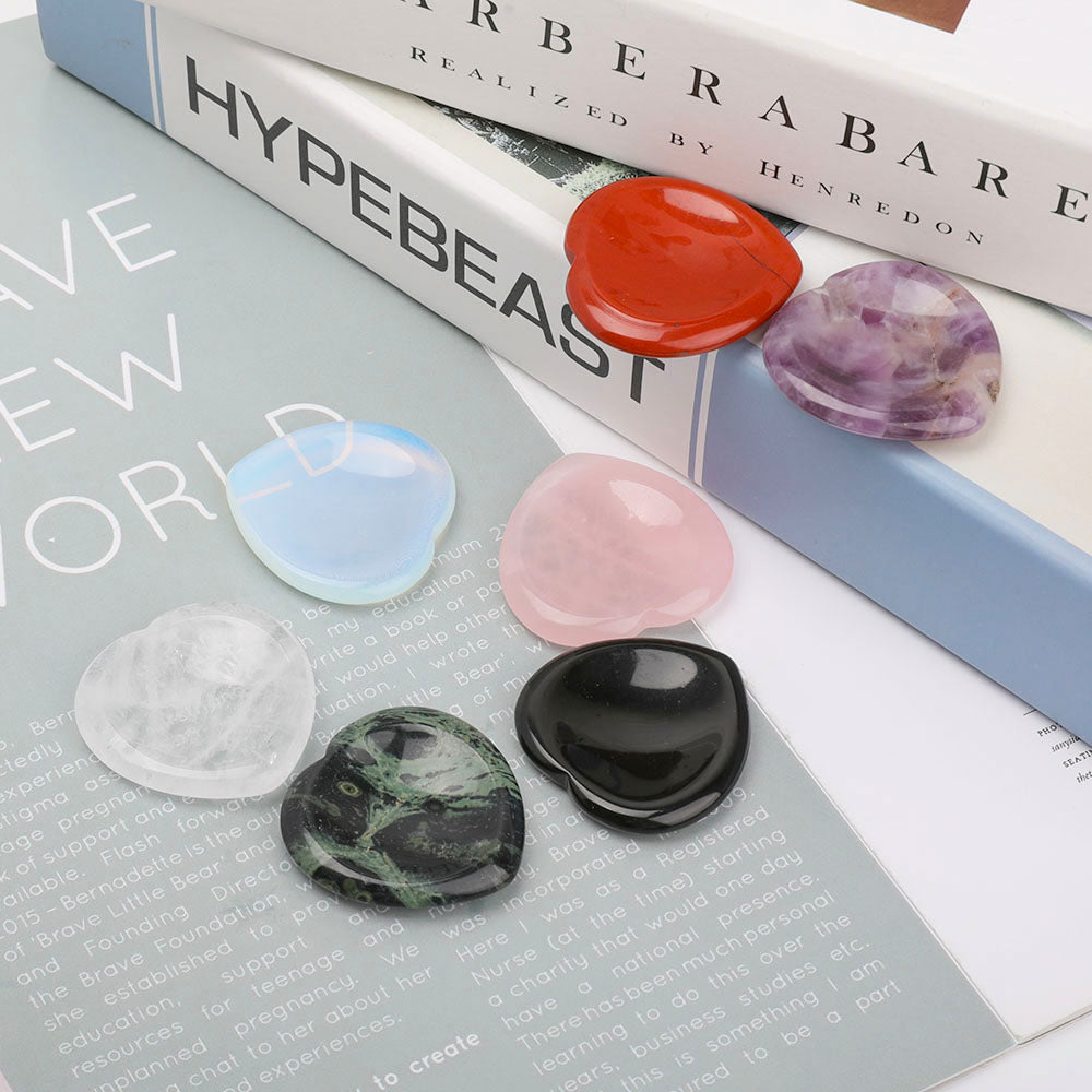 Heart Shape Crystal Worry Stones - 1.5 inch Healing Thumb Stone