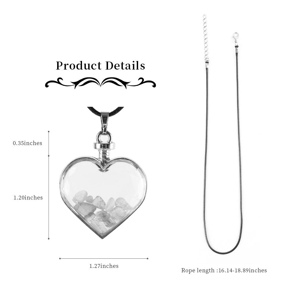 Heart Shaped Crystal Pendant in Amethyst, Fluorite, Tiger's Eye, or Clear Quartz