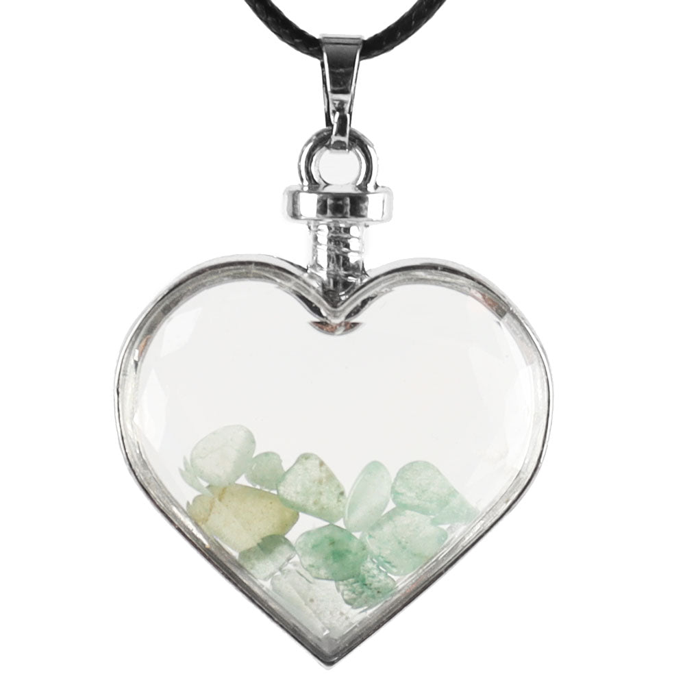 Heart Shaped Crystal Pendant in Amethyst, Fluorite, Tiger's Eye, or Clear Quartz