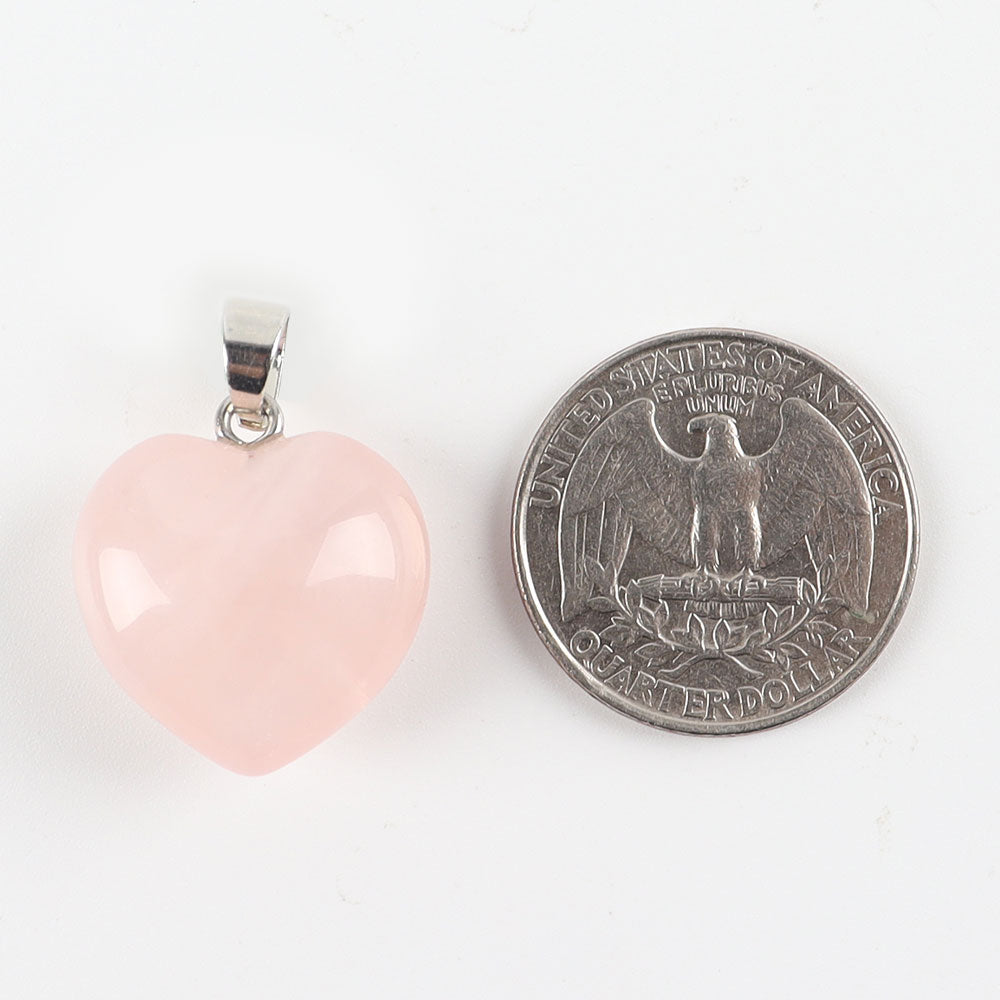 Heart-Shaped Rose Quartz Pendant 0.79in Love Stone