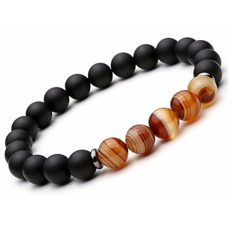 Hematite Agate Bracelet Set for Protection and Balance