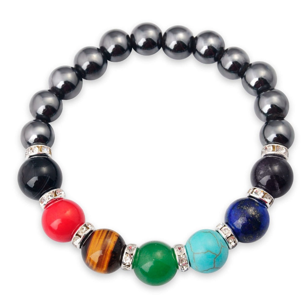 Hematite Chakra Balance Bracelet with Genuine Stones