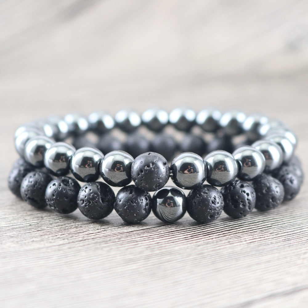 Hematite and Lava Stone Balance Bracelets