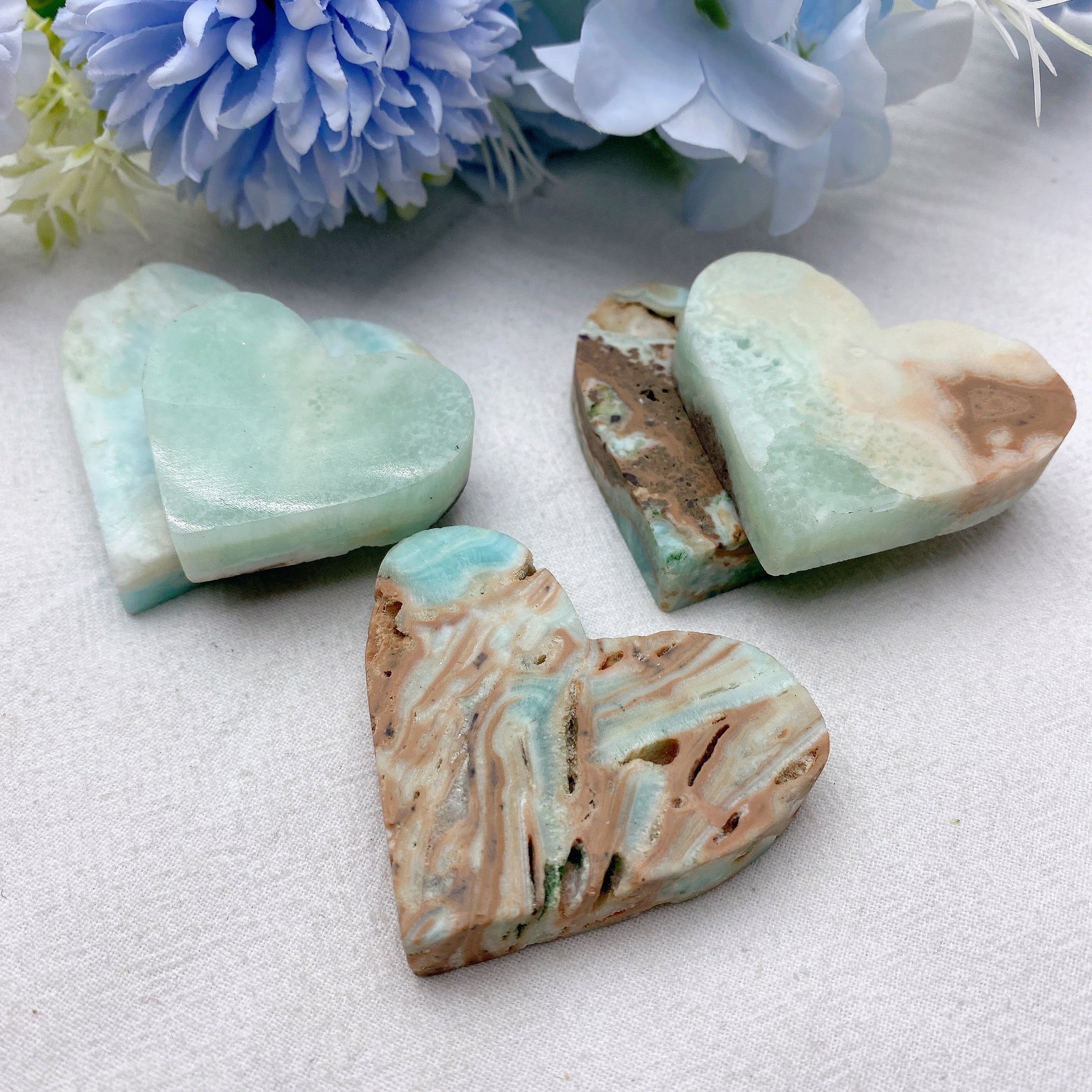 Hemimorphite Heart Crystal 1.7-2.0" Polished Healing Stone