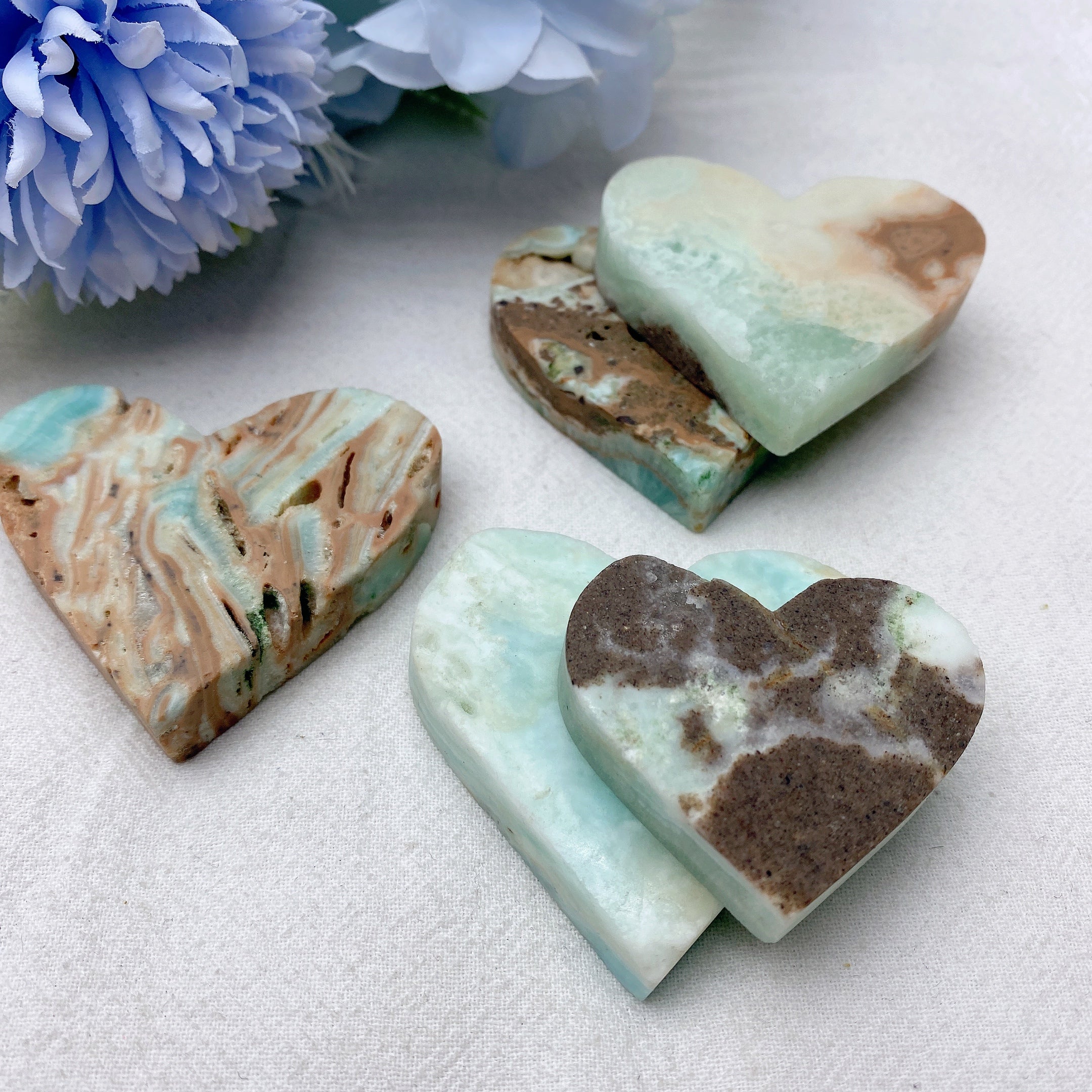Hemimorphite Heart Crystal 1.7-2.0" Polished Healing Stone