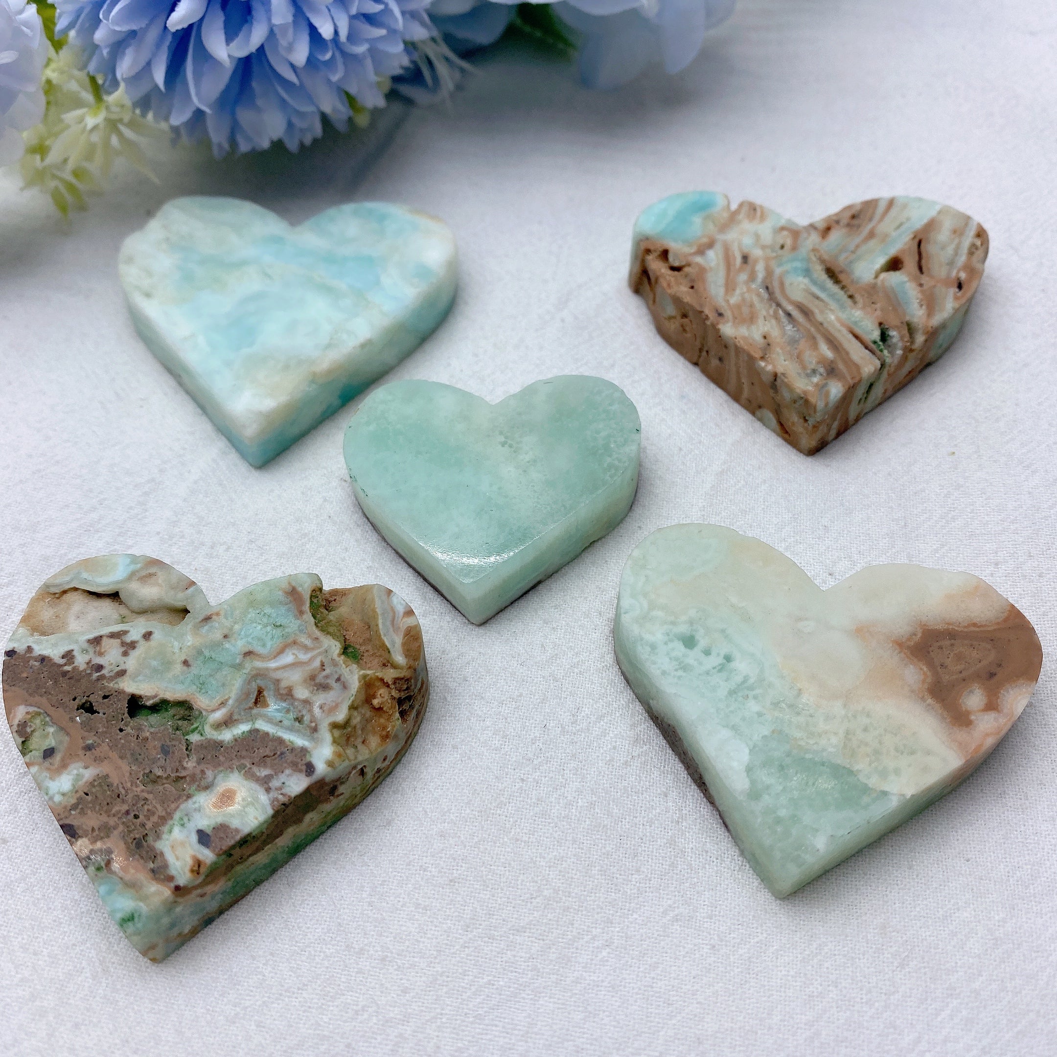 Hemimorphite Heart Crystal 1.7-2.0" Polished Healing Stone