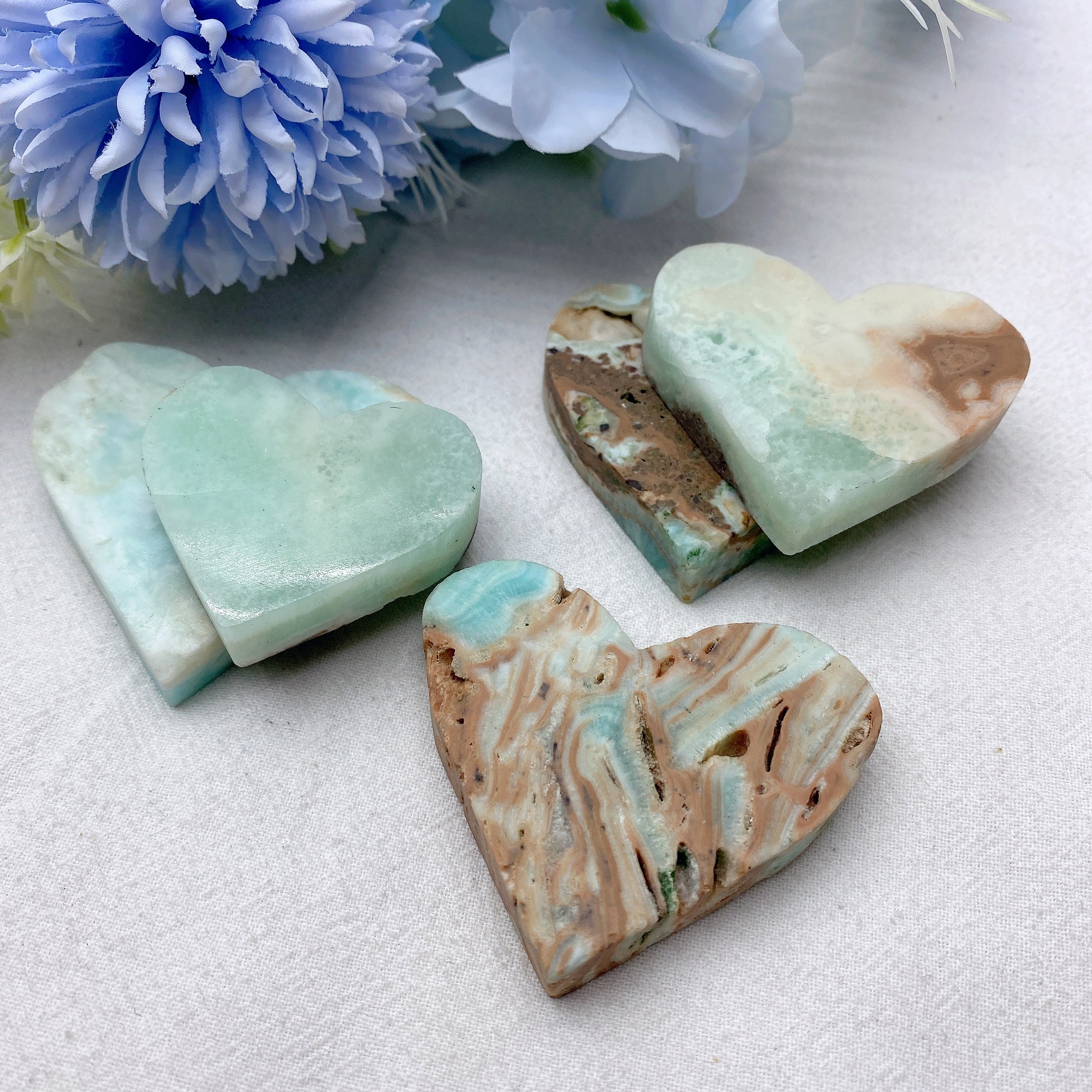 Hemimorphite Heart Crystal 1.7-2.0" Polished Healing Stone