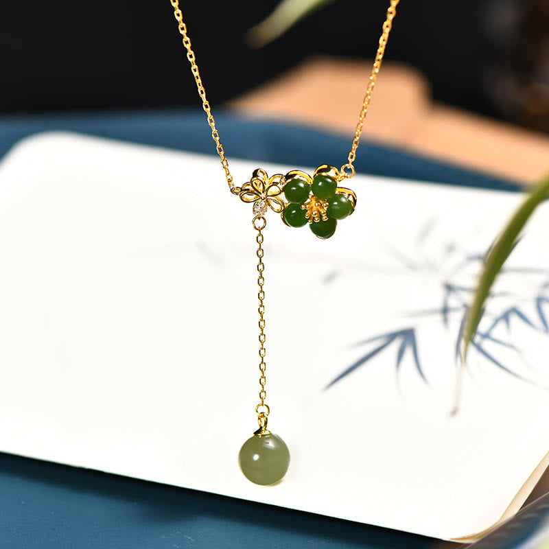 Hetian Cyan Jade Luck Necklace in 925 Silver | Healing Sounds