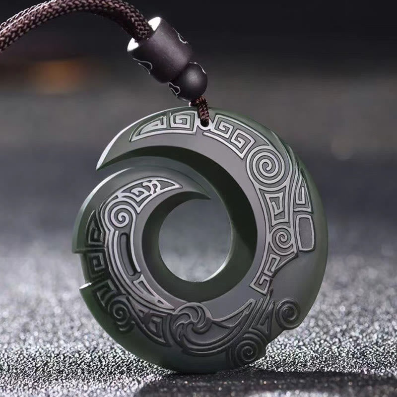 Hetian Cyan Jade Necklace | One's Luck Improves Peace Buckle
