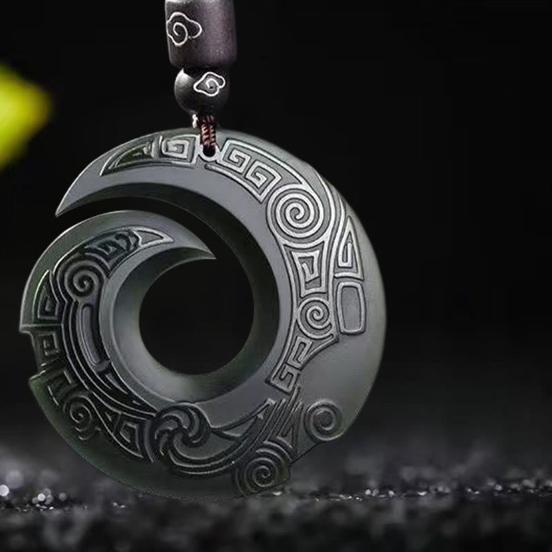 Hetian Cyan Jade Necklace | One's Luck Improves Peace Buckle