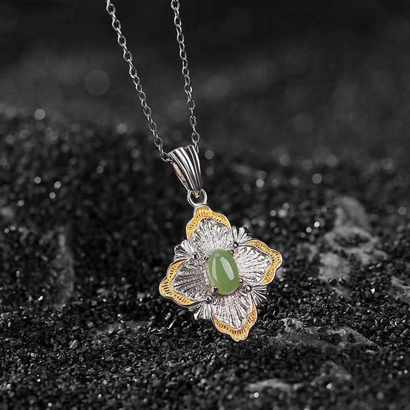 Hetian Cyan Jade Rhombus Necklace for Luck & Healing