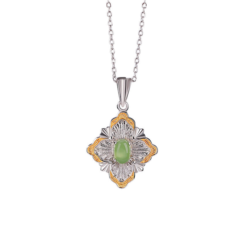 Hetian Cyan Jade Rhombus Necklace for Luck & Healing
