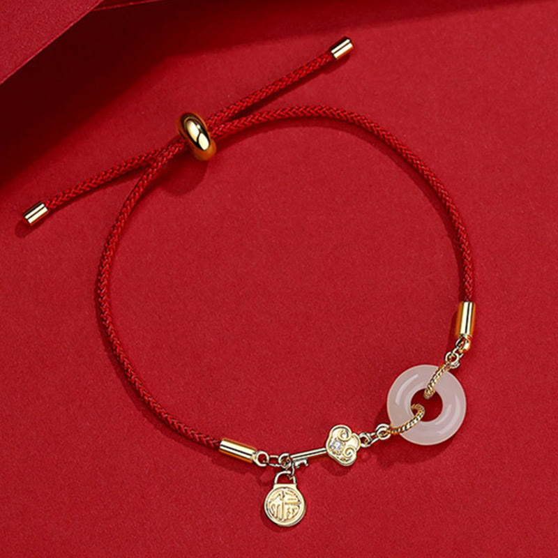 Hetian Jade 18K Gold Peace Buckle Luck Bracelet Classic