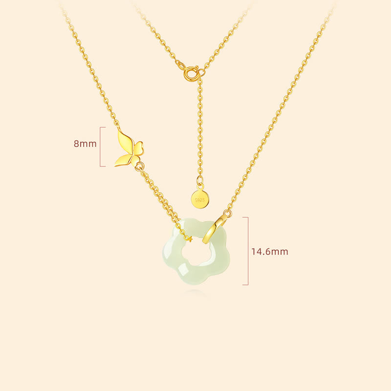Hetian Jade Butterfly Sterling Silver Necklace