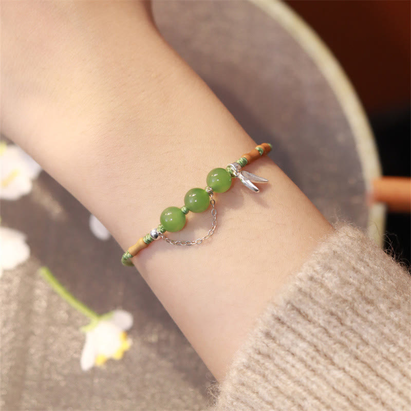 Hetian Jade & Chalcedony Bamboo Bracelet