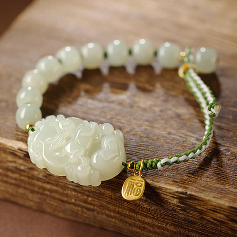 Hetian Jade Luck Bracelet | 925 Sterling Silver String