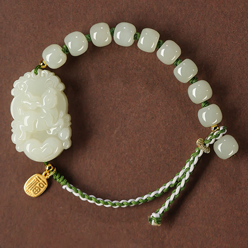 Hetian Jade Luck Bracelet | 925 Sterling Silver String