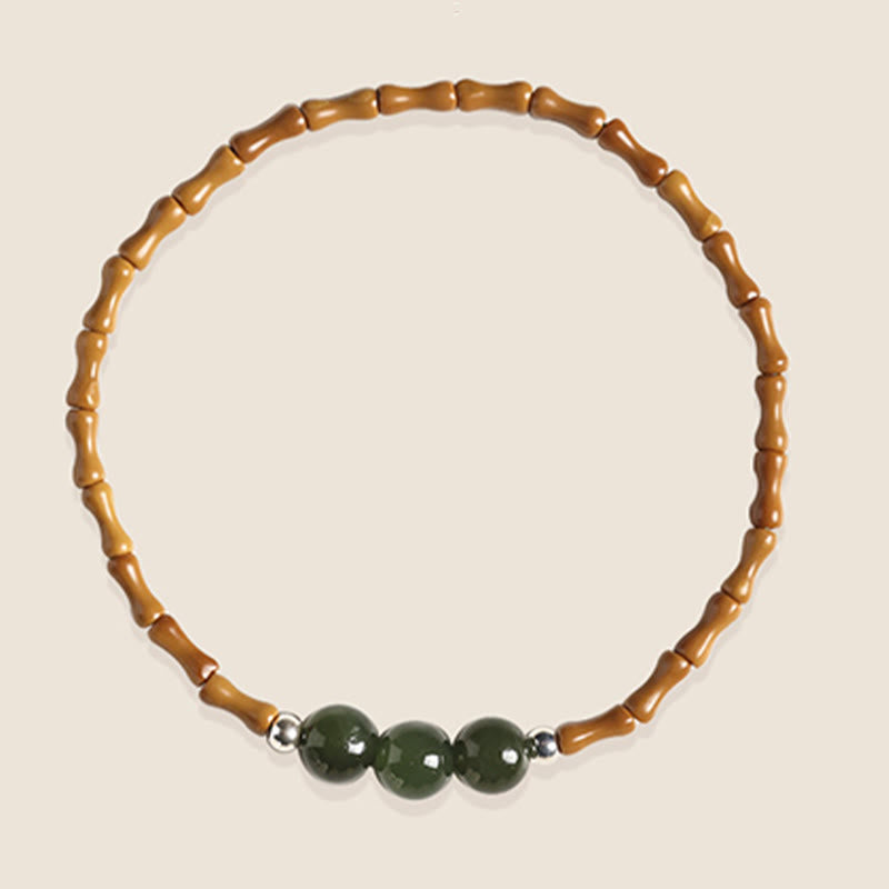 Hetian Jade and Olive Pit Luck Bracelet 6mm Beads
