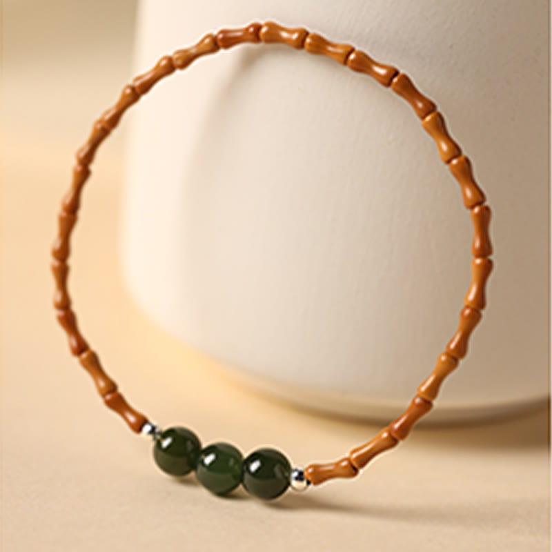 Hetian Jade and Olive Pit Luck Bracelet 6mm Beads
