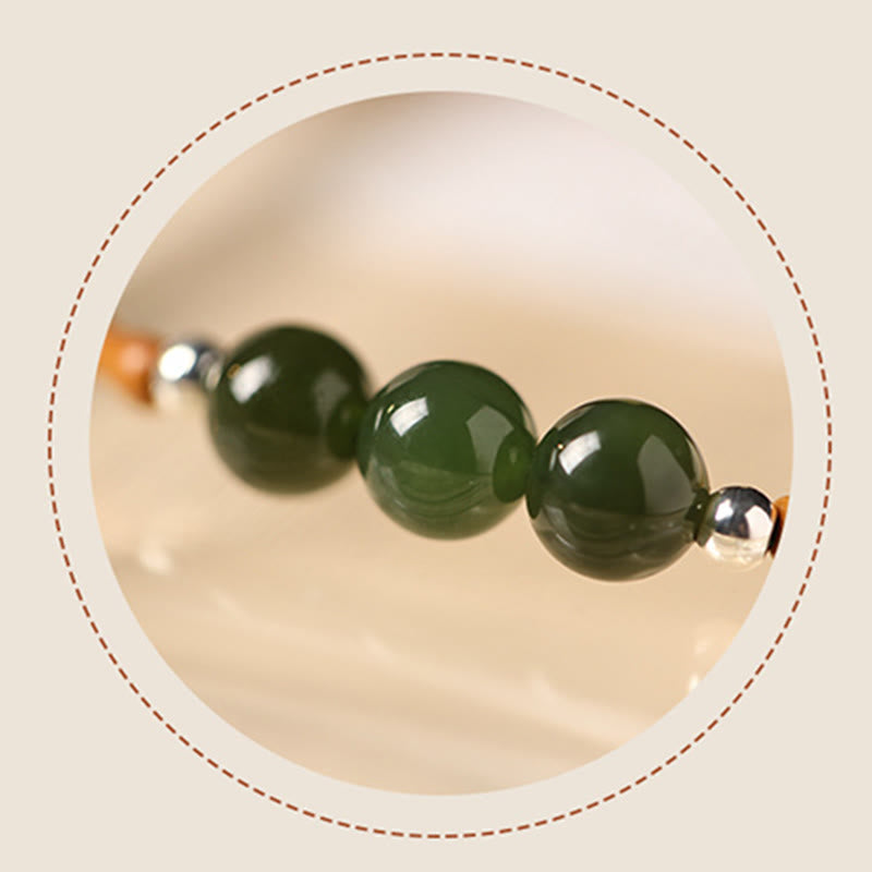 Hetian Jade and Olive Pit Luck Bracelet 6mm Beads