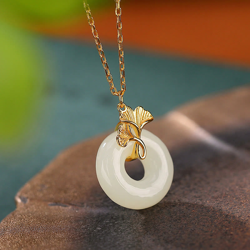 Hetian Jade Peace Buckle Necklace | Sterling Silver | Prosperity Balance