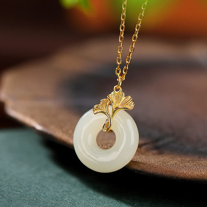 Hetian Jade Peace Buckle Necklace | Sterling Silver | Prosperity Balance