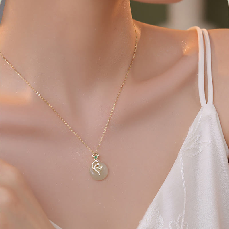 Hetian Jade Peace Buckle Snake Necklace
