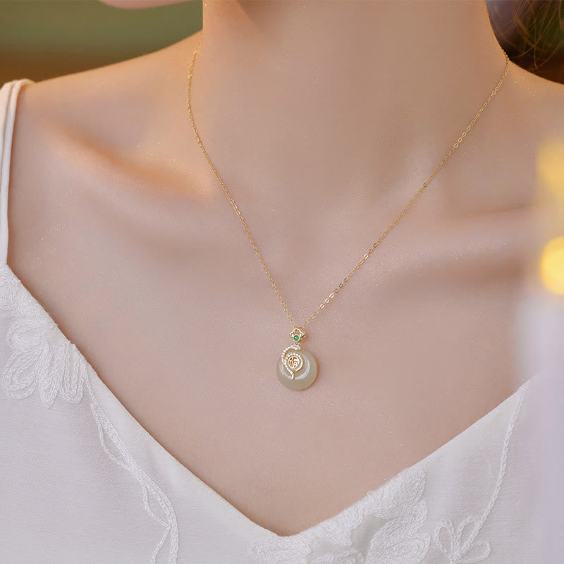 Hetian Jade Peace Buckle Snake Necklace