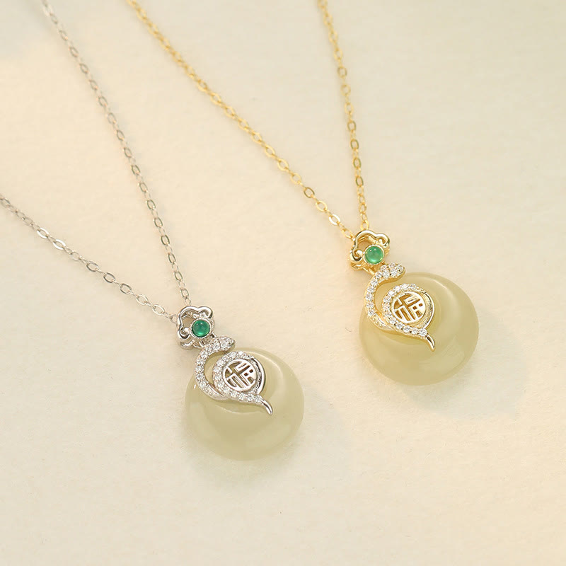 Hetian Jade Peace Buckle Snake Necklace