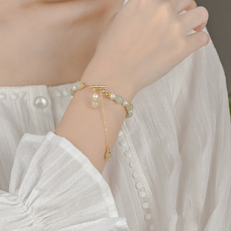 Hetian Jade Pearl Abundance Bracelet for Prosperity & Balance