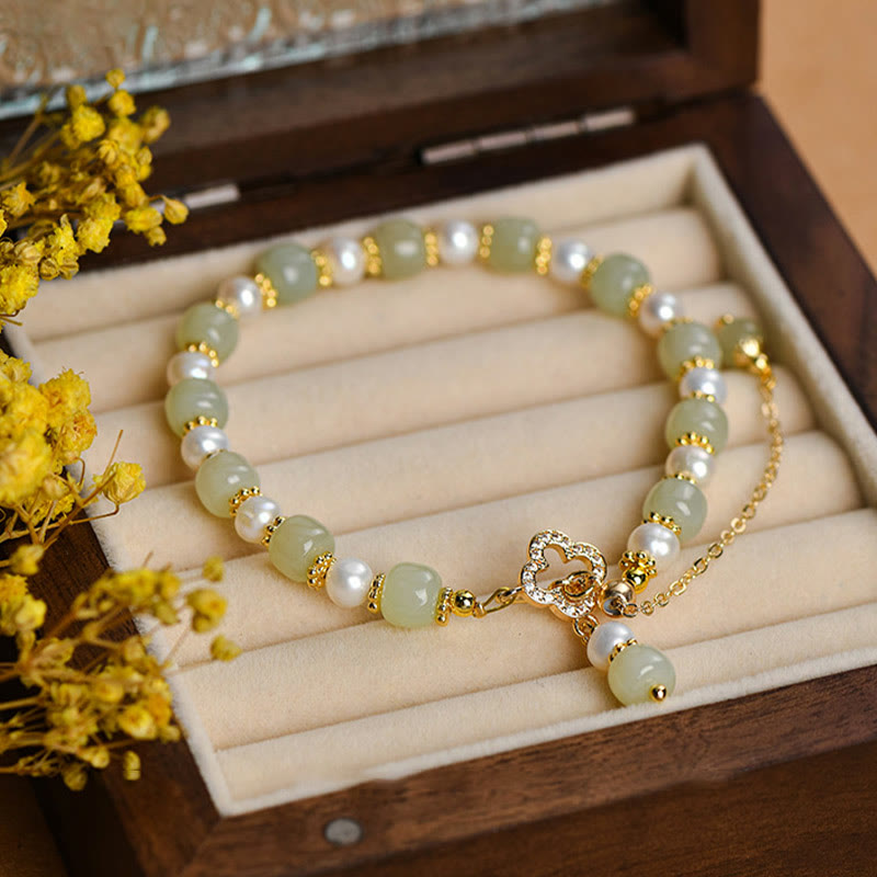 Hetian Jade Pearl Abundance Bracelet for Prosperity & Balance