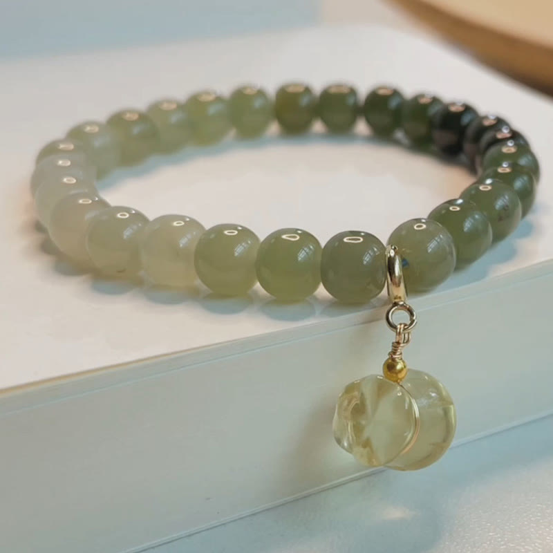 Hetian Jade Prosperity Money Bag Charm Bracelet