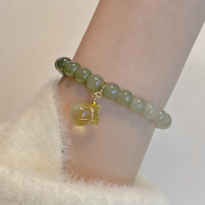 Hetian Jade Prosperity Money Bag Charm Bracelet