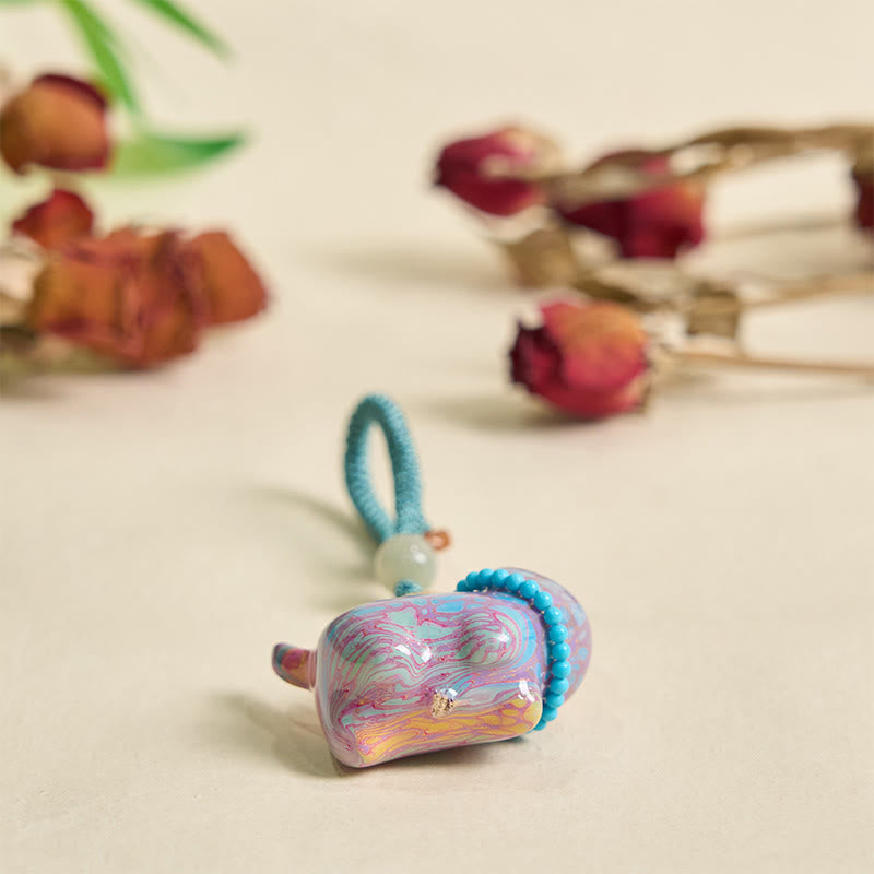 Hetian Jade & Sandalwood Fu Abundance Spiritual Key Chain