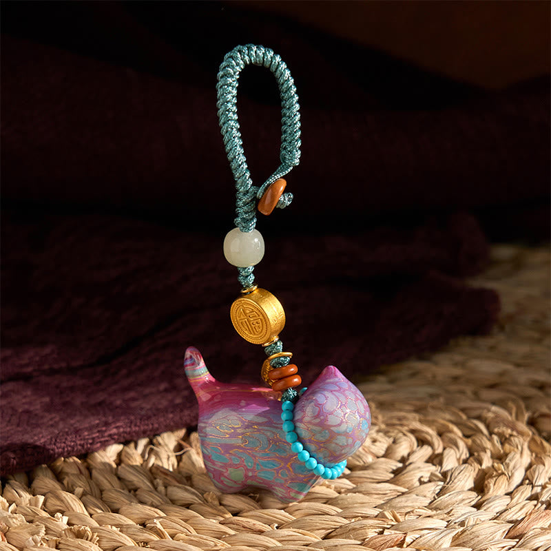 Hetian Jade & Sandalwood Fu Abundance Spiritual Key Chain