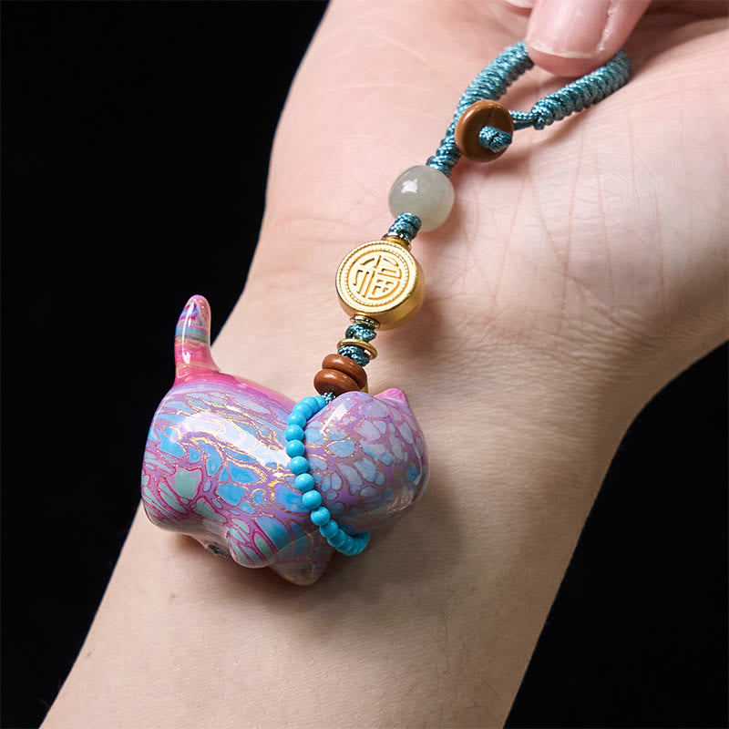 Hetian Jade & Sandalwood Fu Abundance Spiritual Key Chain