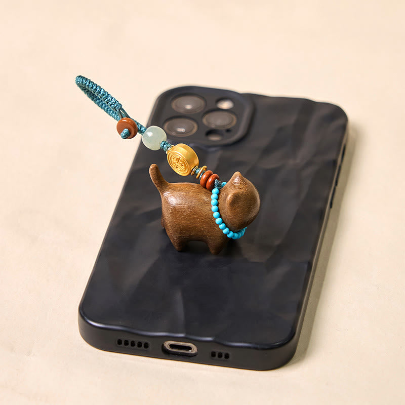 Hetian Jade & Sandalwood Fu Abundance Spiritual Key Chain