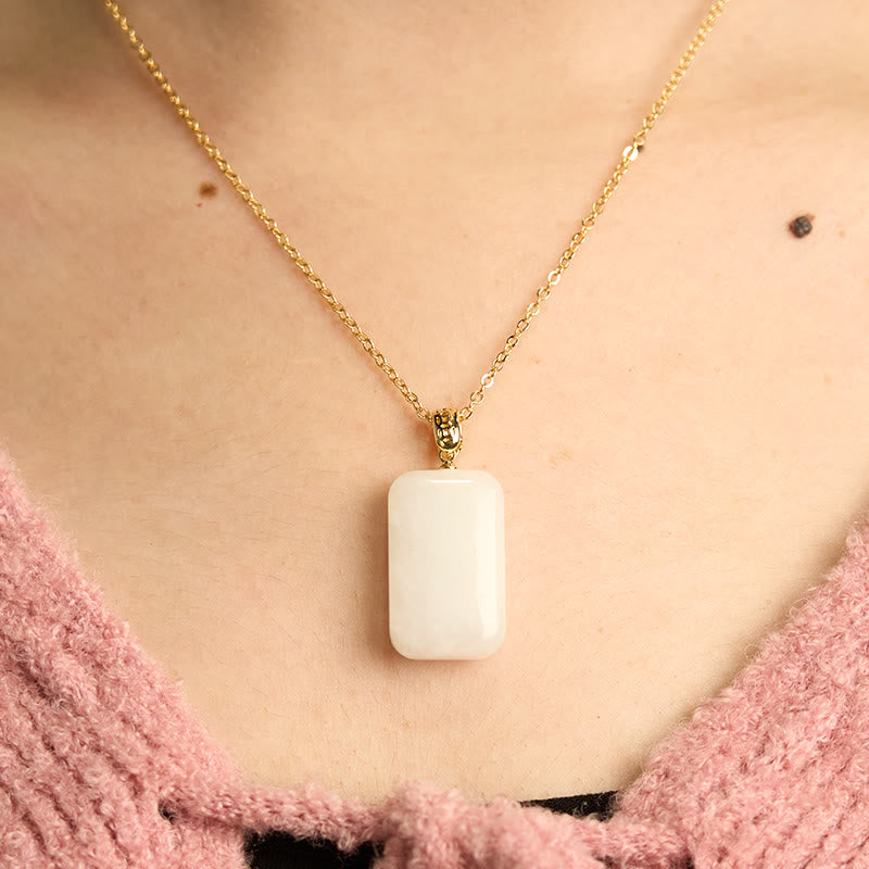 Hetian Jade Silver Necklace for Prosperity & Balance