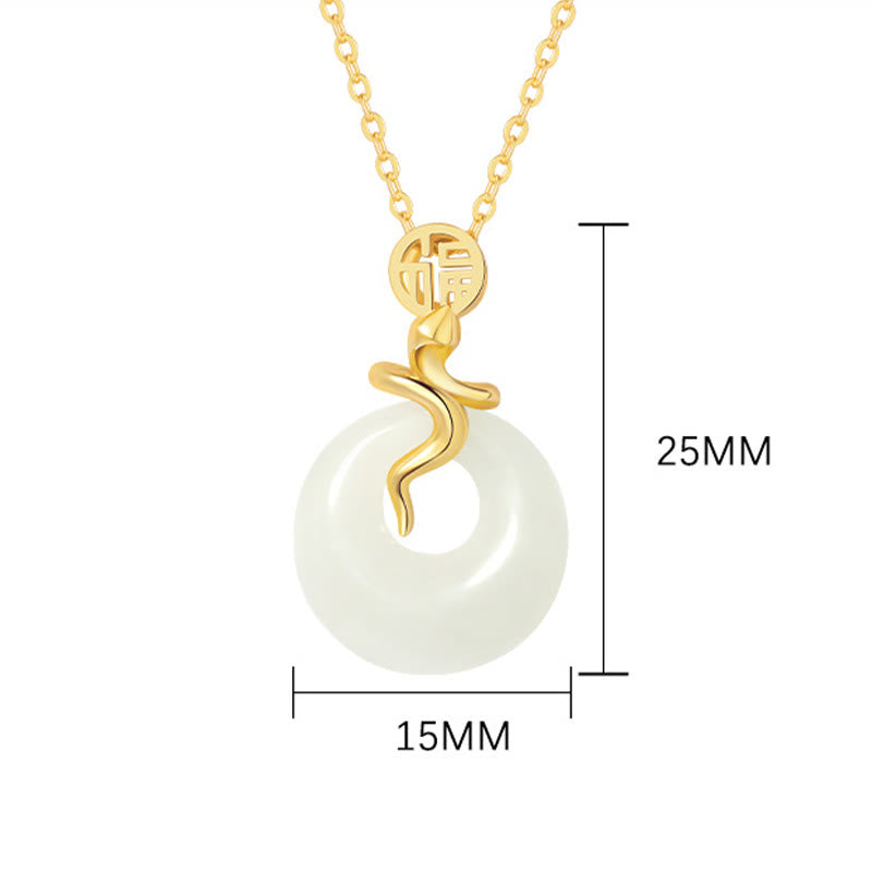 Hetian Jade Snake Peace Buckle Necklace