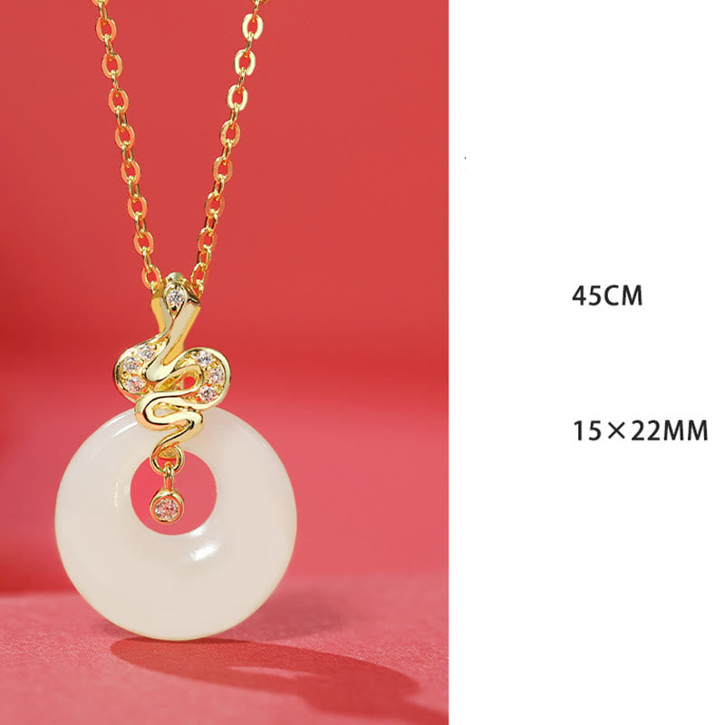 Hetian Jade Snake Peace Buckle Necklace
