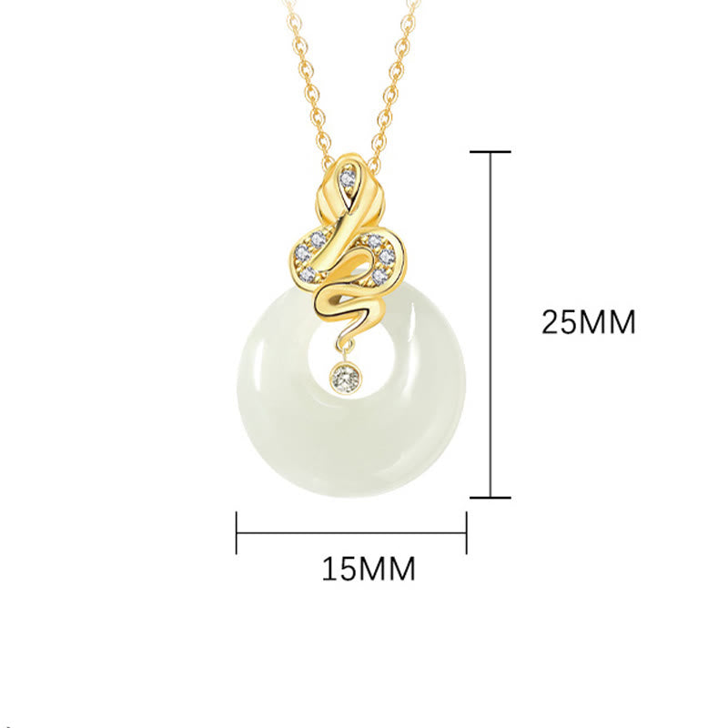 Hetian Jade Snake Peace Buckle Necklace