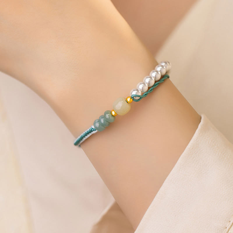 Hetian Jade Sterling Silver & Pearl Abundance Bracelet
