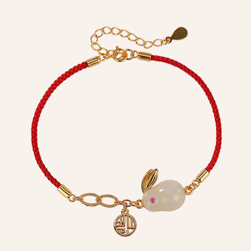 Hetian White Jade Luck & Blessing Bracelet 17cm+5cm